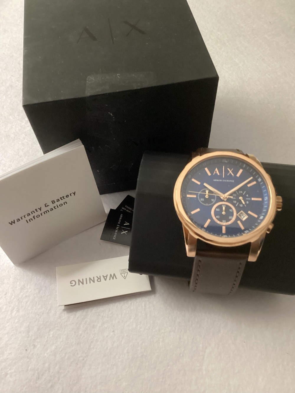 A/X Armani Exchange Chronograph Dark Brown Leather Strap Watch 45mm AX2508